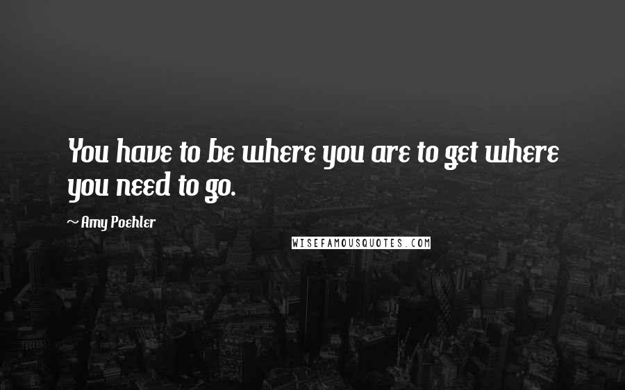 Amy Poehler Quotes: You have to be where you are to get where you need to go.