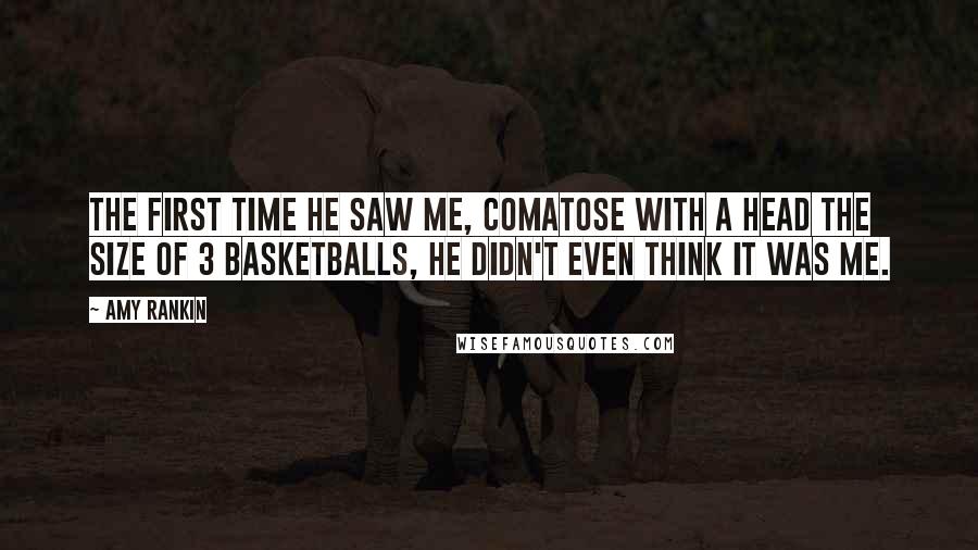 Amy Rankin Quotes: The first time he saw me, comatose with a head the size of 3 basketballs, he didn't even think it was me.