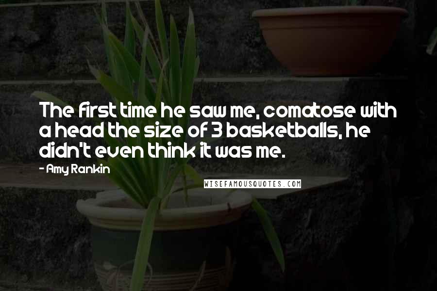 Amy Rankin Quotes: The first time he saw me, comatose with a head the size of 3 basketballs, he didn't even think it was me.