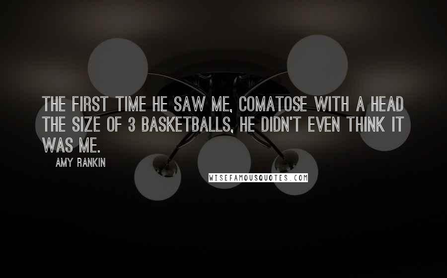 Amy Rankin Quotes: The first time he saw me, comatose with a head the size of 3 basketballs, he didn't even think it was me.
