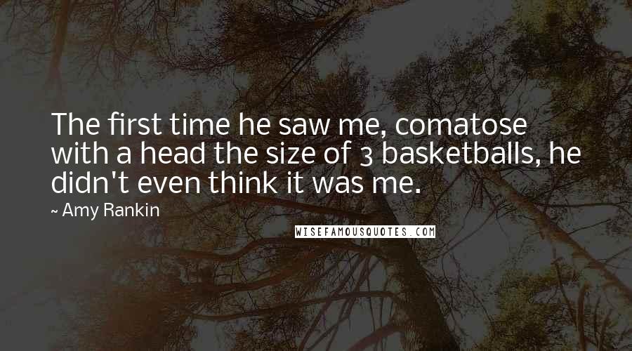 Amy Rankin Quotes: The first time he saw me, comatose with a head the size of 3 basketballs, he didn't even think it was me.