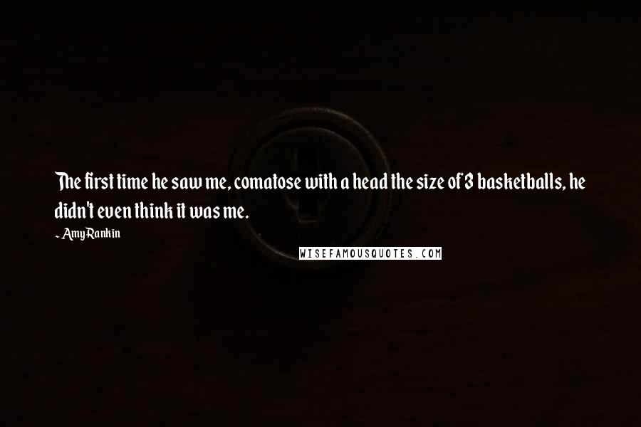 Amy Rankin Quotes: The first time he saw me, comatose with a head the size of 3 basketballs, he didn't even think it was me.