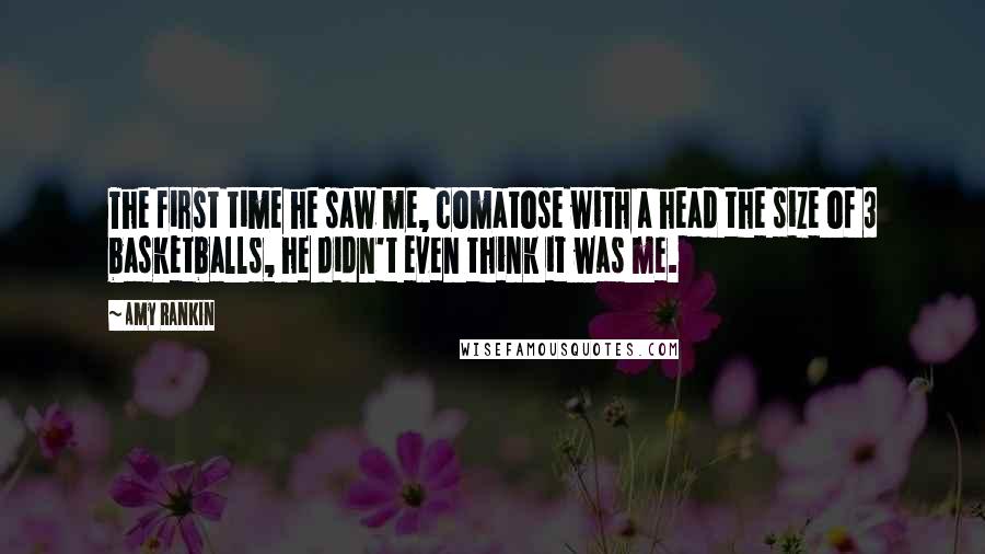 Amy Rankin Quotes: The first time he saw me, comatose with a head the size of 3 basketballs, he didn't even think it was me.