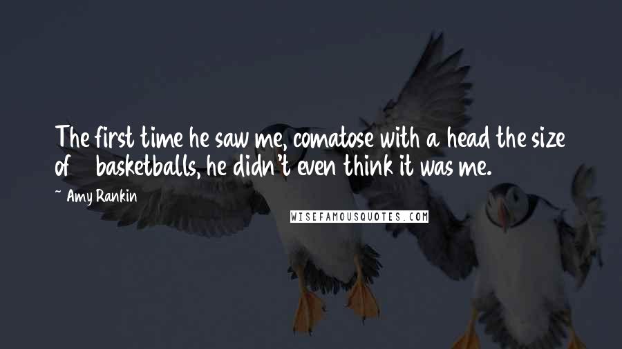 Amy Rankin Quotes: The first time he saw me, comatose with a head the size of 3 basketballs, he didn't even think it was me.