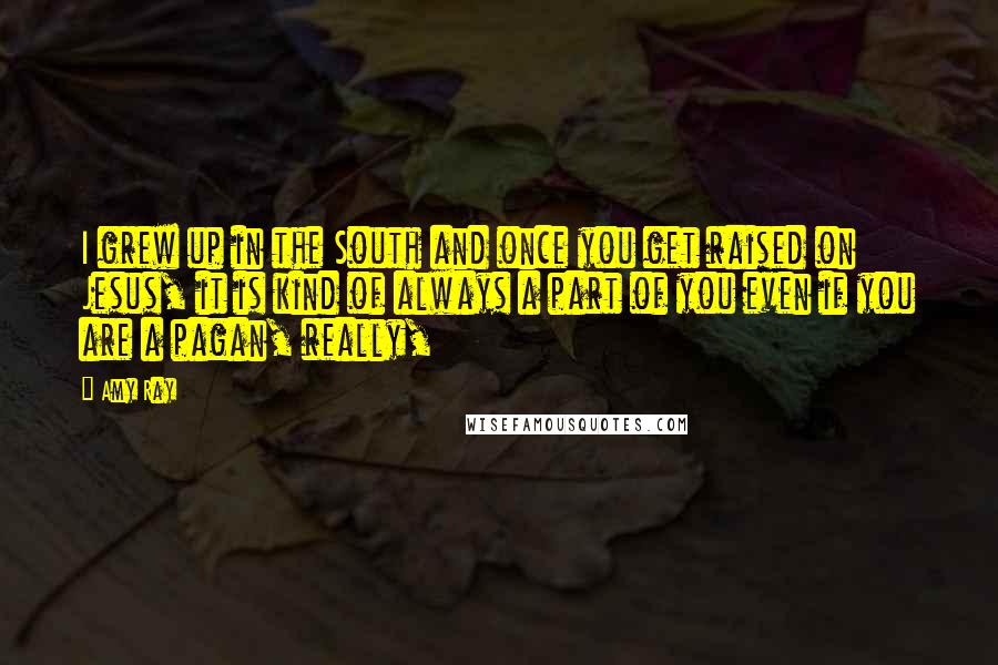 Amy Ray Quotes: I grew up in the South and once you get raised on Jesus, it is kind of always a part of you even if you are a pagan, really,