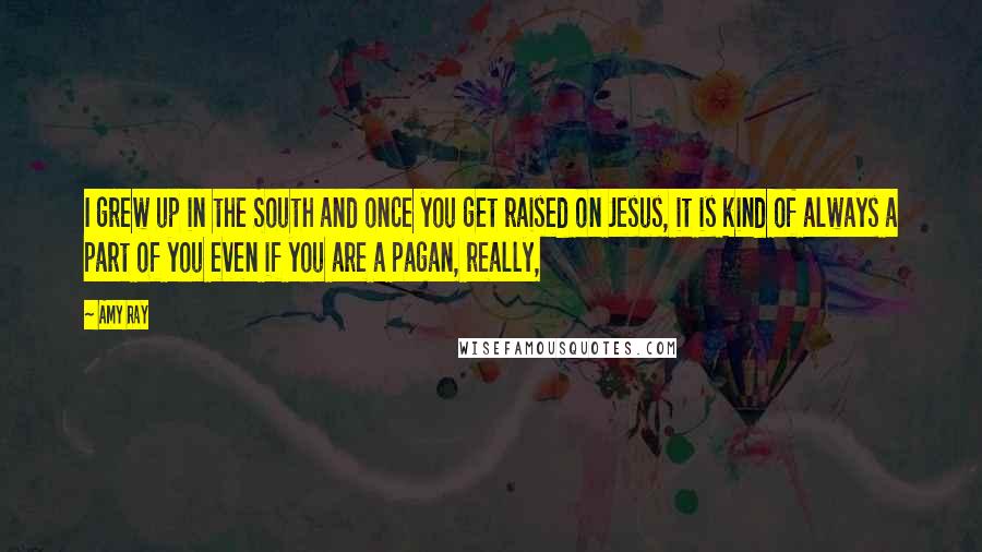 Amy Ray Quotes: I grew up in the South and once you get raised on Jesus, it is kind of always a part of you even if you are a pagan, really,
