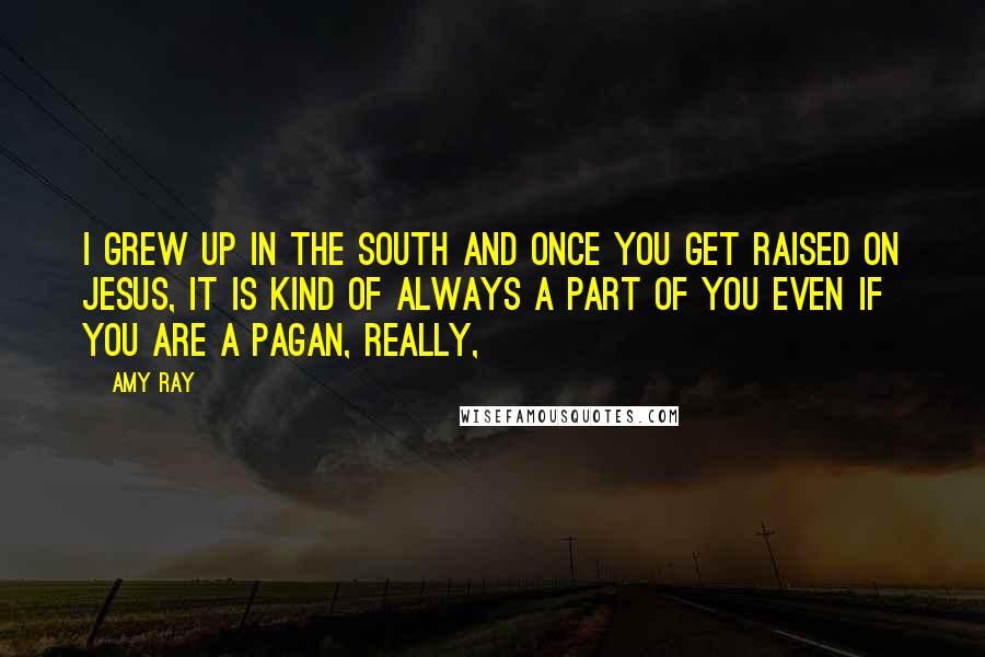 Amy Ray Quotes: I grew up in the South and once you get raised on Jesus, it is kind of always a part of you even if you are a pagan, really,