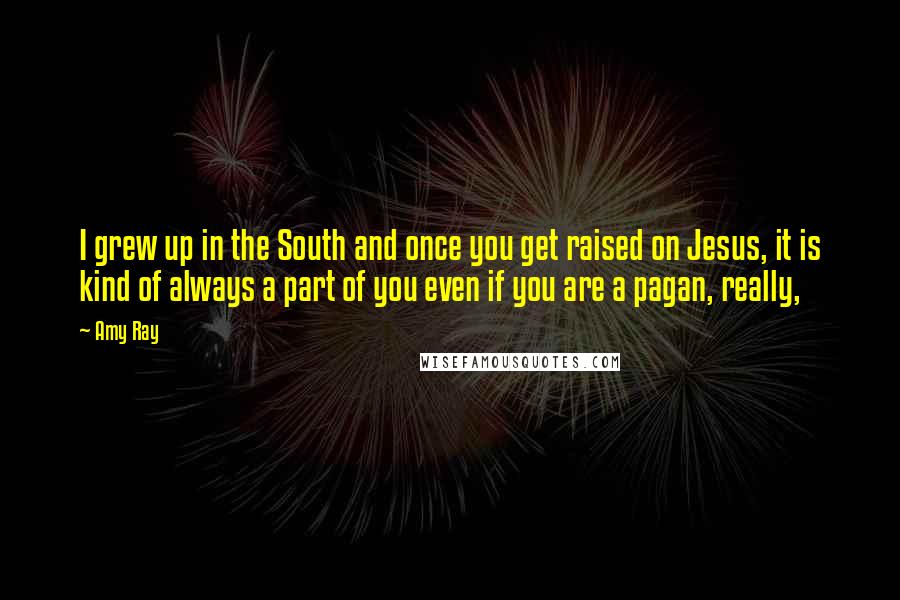 Amy Ray Quotes: I grew up in the South and once you get raised on Jesus, it is kind of always a part of you even if you are a pagan, really,