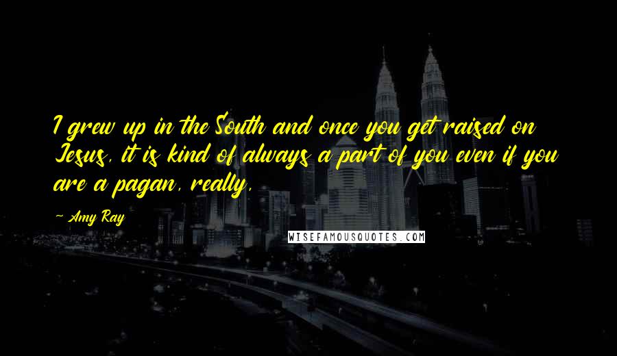 Amy Ray Quotes: I grew up in the South and once you get raised on Jesus, it is kind of always a part of you even if you are a pagan, really,