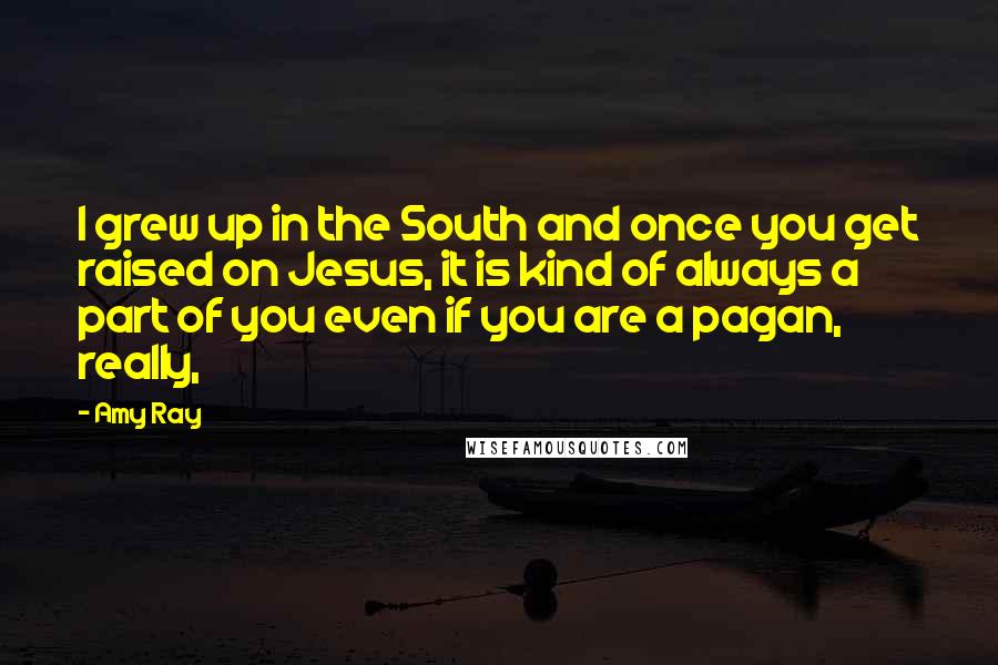 Amy Ray Quotes: I grew up in the South and once you get raised on Jesus, it is kind of always a part of you even if you are a pagan, really,