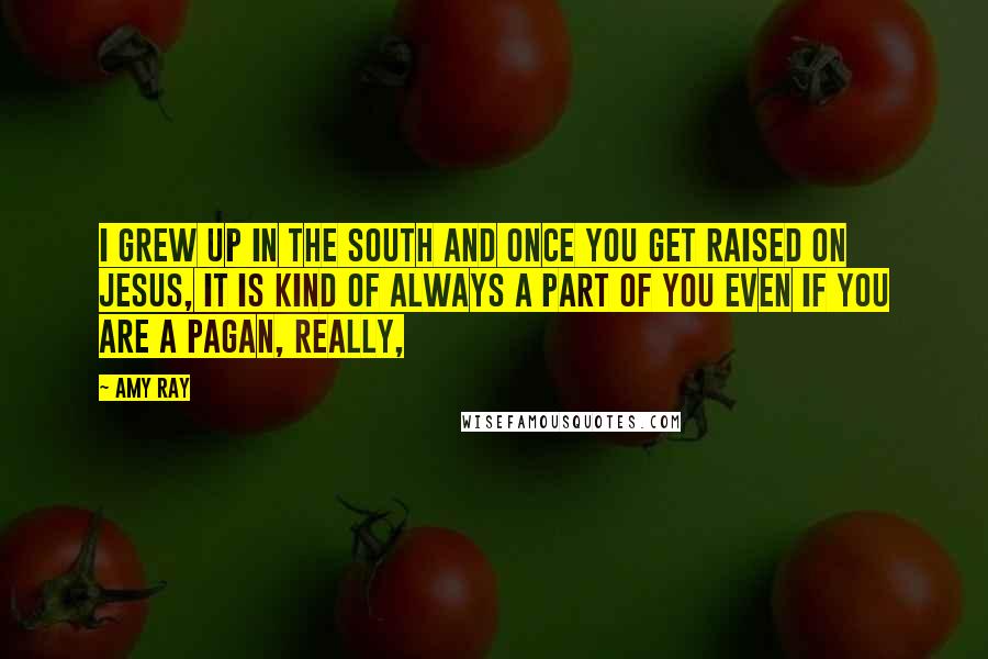 Amy Ray Quotes: I grew up in the South and once you get raised on Jesus, it is kind of always a part of you even if you are a pagan, really,