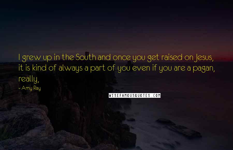 Amy Ray Quotes: I grew up in the South and once you get raised on Jesus, it is kind of always a part of you even if you are a pagan, really,