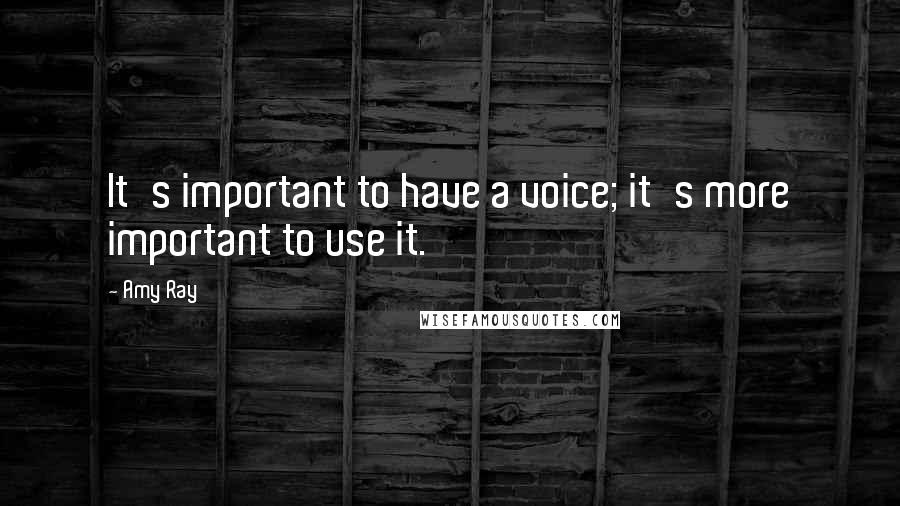Amy Ray Quotes: It's important to have a voice; it's more important to use it.