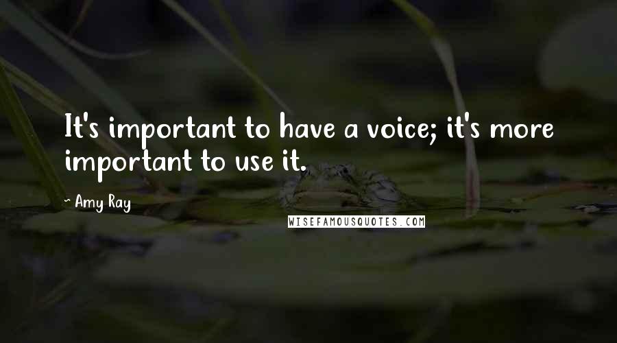 Amy Ray Quotes: It's important to have a voice; it's more important to use it.