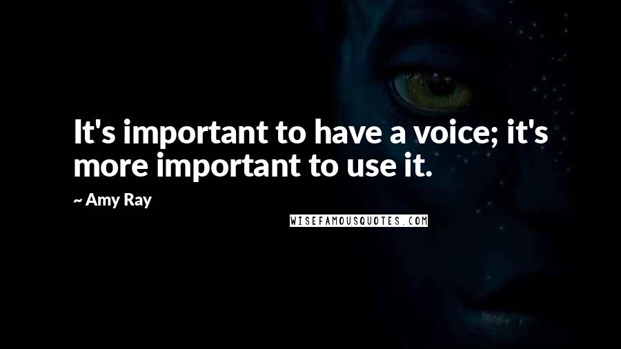 Amy Ray Quotes: It's important to have a voice; it's more important to use it.