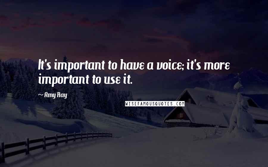 Amy Ray Quotes: It's important to have a voice; it's more important to use it.