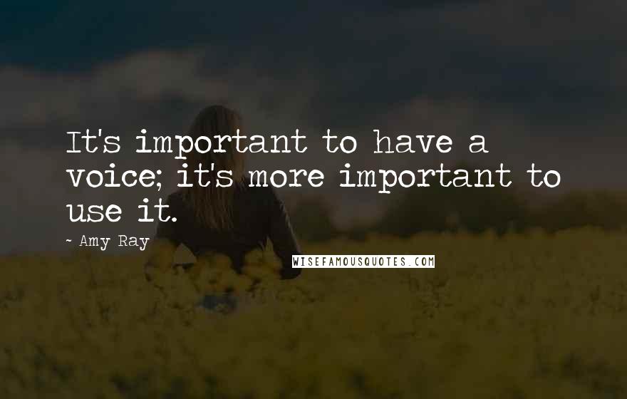 Amy Ray Quotes: It's important to have a voice; it's more important to use it.