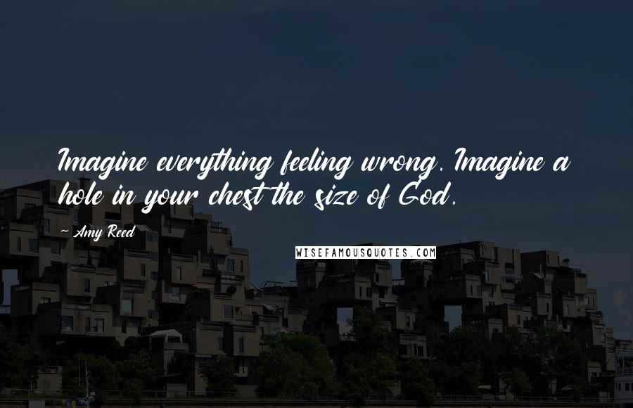 Amy Reed Quotes: Imagine everything feeling wrong. Imagine a hole in your chest the size of God.