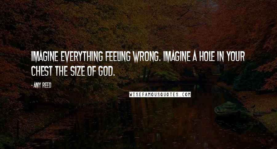 Amy Reed Quotes: Imagine everything feeling wrong. Imagine a hole in your chest the size of God.