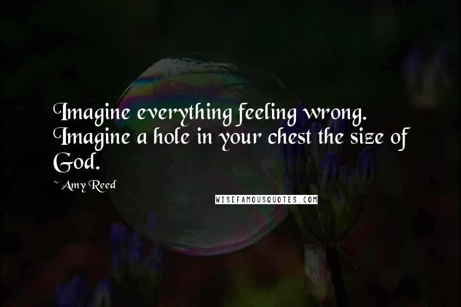 Amy Reed Quotes: Imagine everything feeling wrong. Imagine a hole in your chest the size of God.