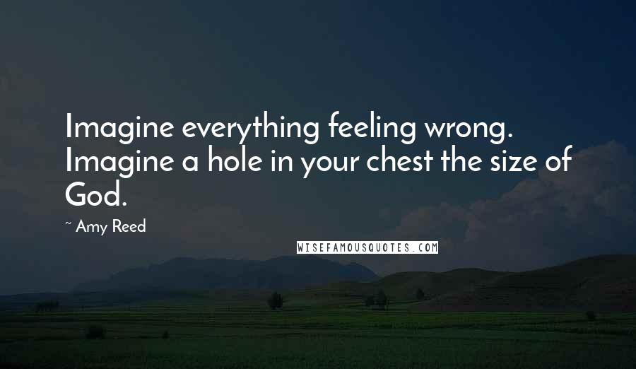 Amy Reed Quotes: Imagine everything feeling wrong. Imagine a hole in your chest the size of God.