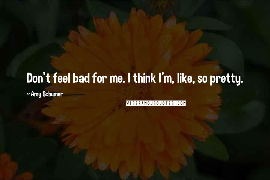 Amy Schumer Quotes: Don't feel bad for me. I think I'm, like, so pretty.