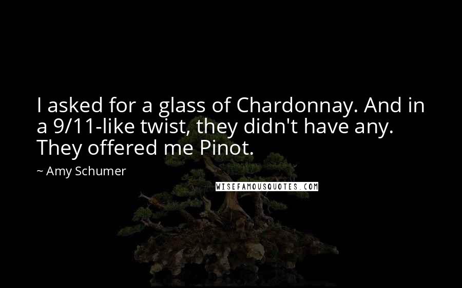 Amy Schumer Quotes: I asked for a glass of Chardonnay. And in a 9/11-like twist, they didn't have any. They offered me Pinot.