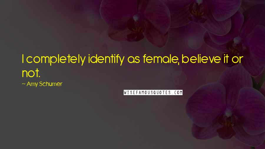 Amy Schumer Quotes: I completely identify as female, believe it or not.