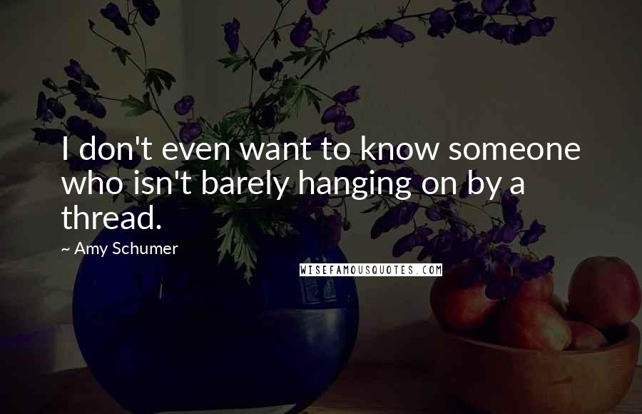 Amy Schumer Quotes: I don't even want to know someone who isn't barely hanging on by a thread.