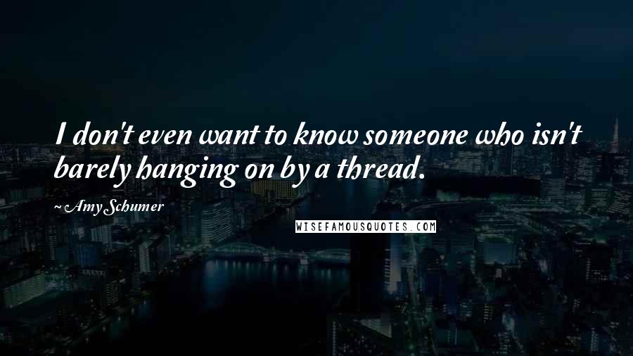 Amy Schumer Quotes: I don't even want to know someone who isn't barely hanging on by a thread.