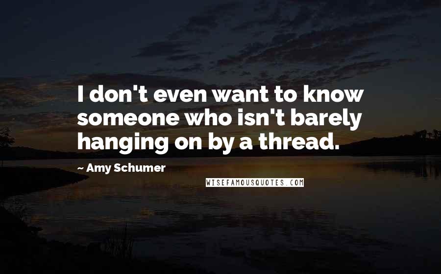 Amy Schumer Quotes: I don't even want to know someone who isn't barely hanging on by a thread.