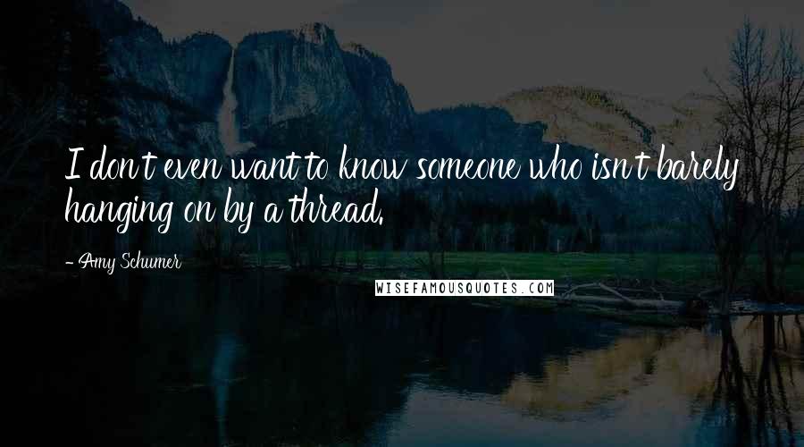 Amy Schumer Quotes: I don't even want to know someone who isn't barely hanging on by a thread.