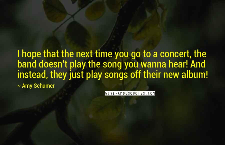 Amy Schumer Quotes: I hope that the next time you go to a concert, the band doesn't play the song you wanna hear! And instead, they just play songs off their new album!