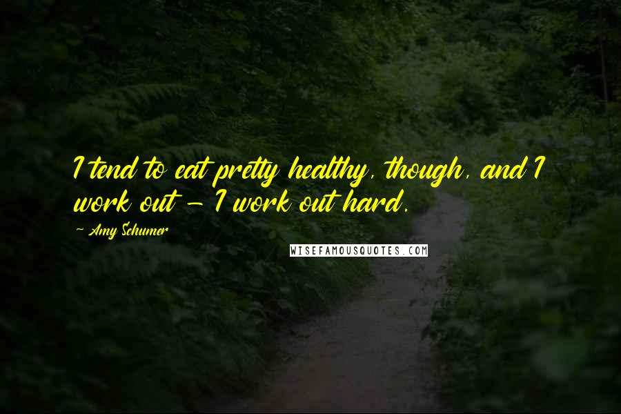 Amy Schumer Quotes: I tend to eat pretty healthy, though, and I work out - I work out hard.