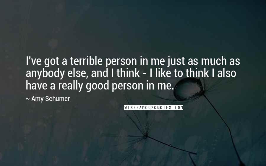 Amy Schumer Quotes: I've got a terrible person in me just as much as anybody else, and I think - I like to think I also have a really good person in me.