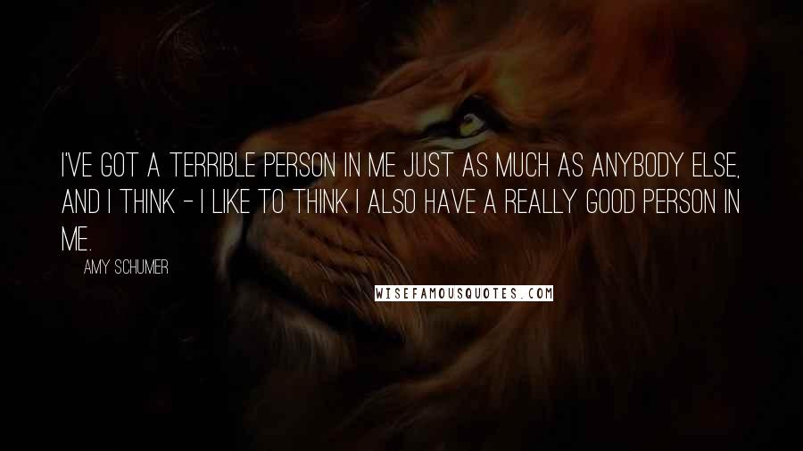 Amy Schumer Quotes: I've got a terrible person in me just as much as anybody else, and I think - I like to think I also have a really good person in me.