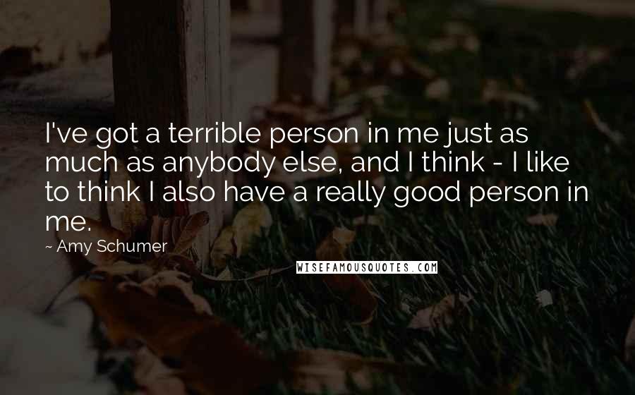 Amy Schumer Quotes: I've got a terrible person in me just as much as anybody else, and I think - I like to think I also have a really good person in me.