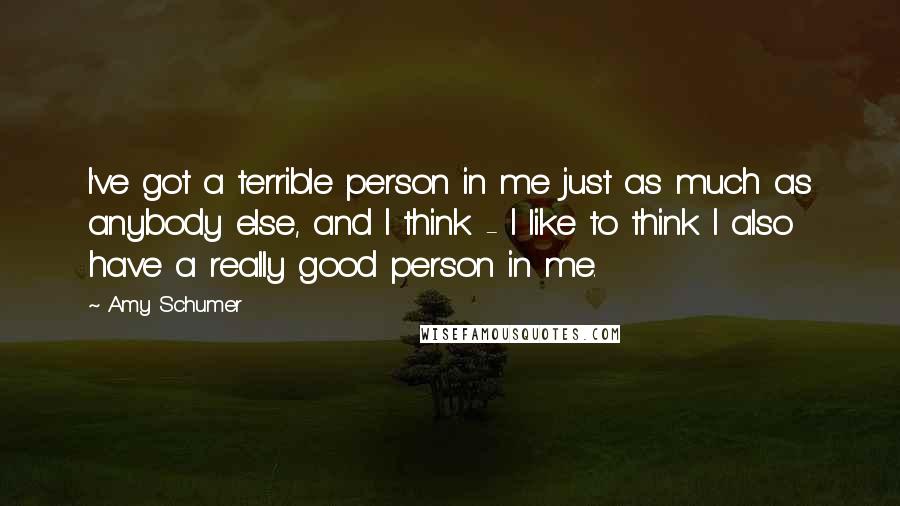 Amy Schumer Quotes: I've got a terrible person in me just as much as anybody else, and I think - I like to think I also have a really good person in me.