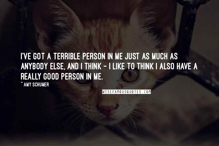 Amy Schumer Quotes: I've got a terrible person in me just as much as anybody else, and I think - I like to think I also have a really good person in me.