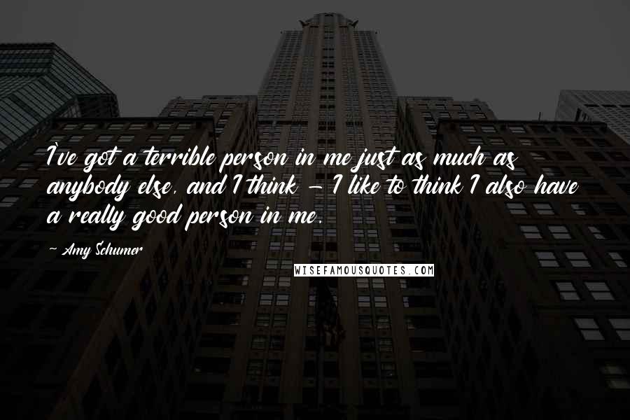 Amy Schumer Quotes: I've got a terrible person in me just as much as anybody else, and I think - I like to think I also have a really good person in me.