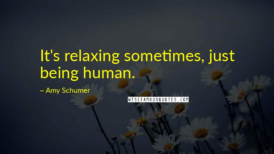 Amy Schumer Quotes: It's relaxing sometimes, just being human.