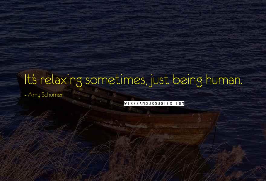 Amy Schumer Quotes: It's relaxing sometimes, just being human.