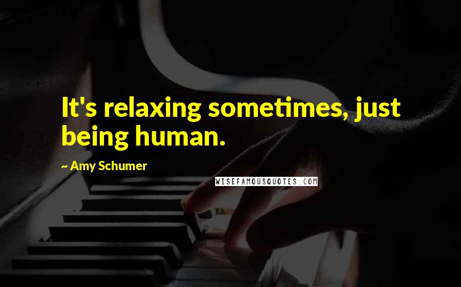 Amy Schumer Quotes: It's relaxing sometimes, just being human.