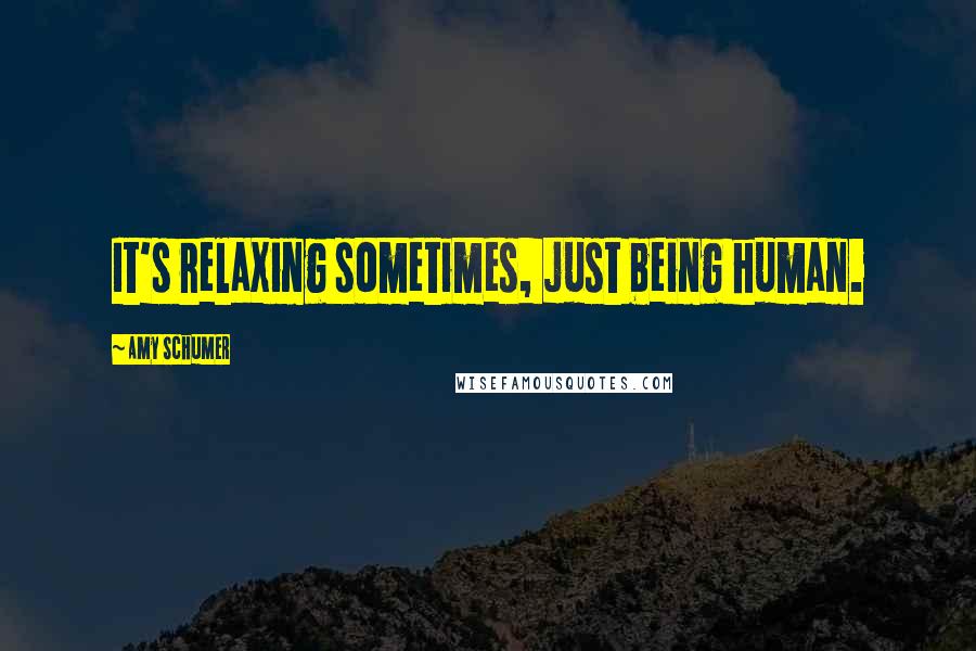 Amy Schumer Quotes: It's relaxing sometimes, just being human.