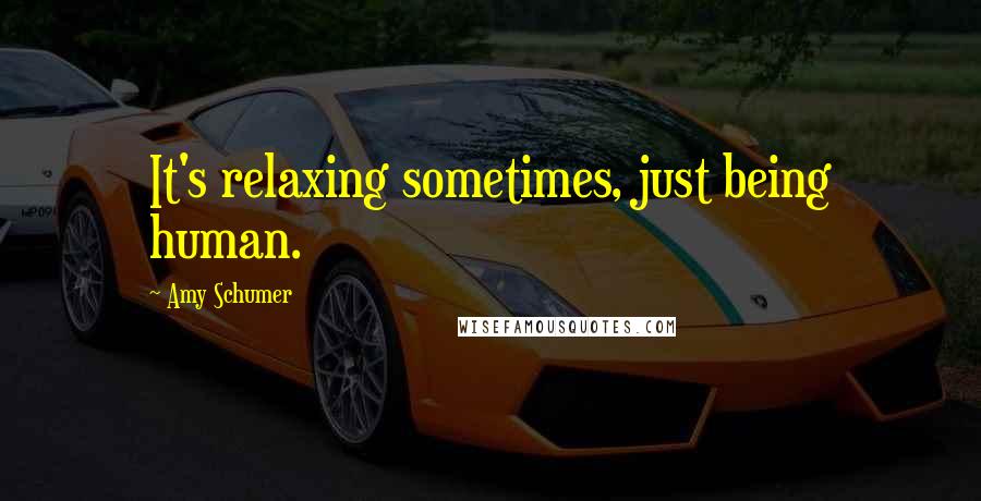 Amy Schumer Quotes: It's relaxing sometimes, just being human.