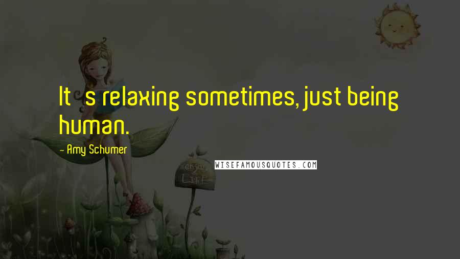 Amy Schumer Quotes: It's relaxing sometimes, just being human.