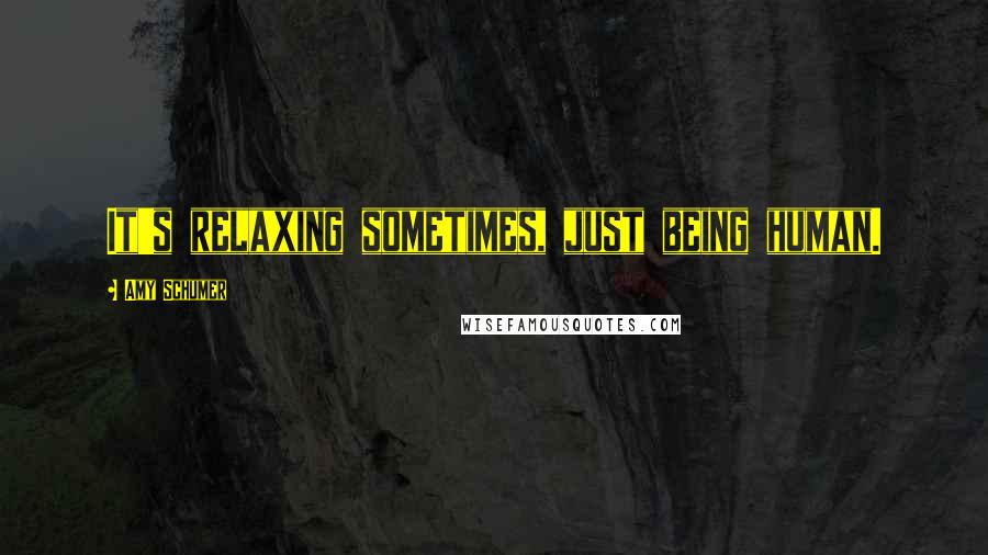 Amy Schumer Quotes: It's relaxing sometimes, just being human.