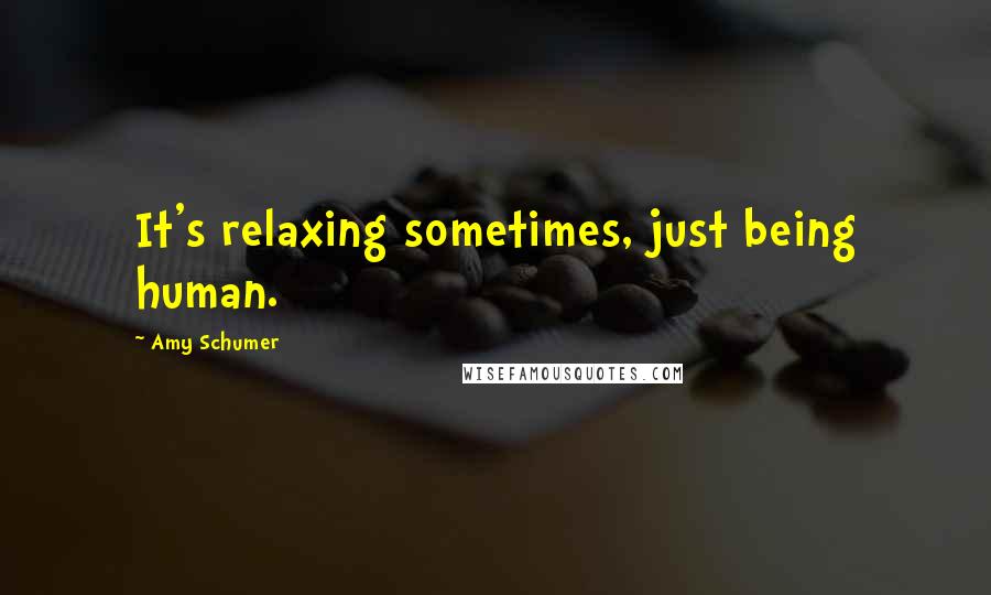 Amy Schumer Quotes: It's relaxing sometimes, just being human.