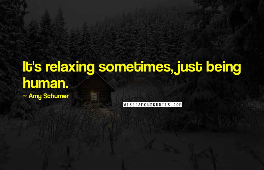 Amy Schumer Quotes: It's relaxing sometimes, just being human.