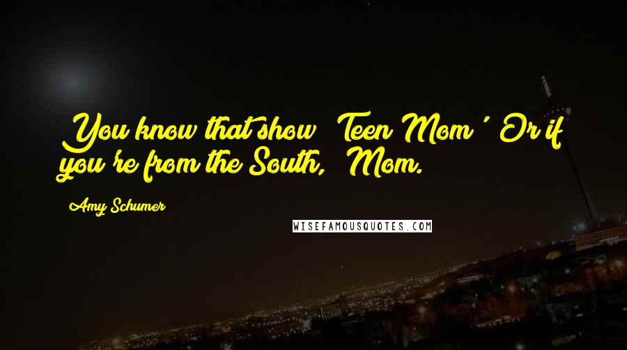 Amy Schumer Quotes: You know that show 'Teen Mom'? Or if you're from the South, 'Mom.